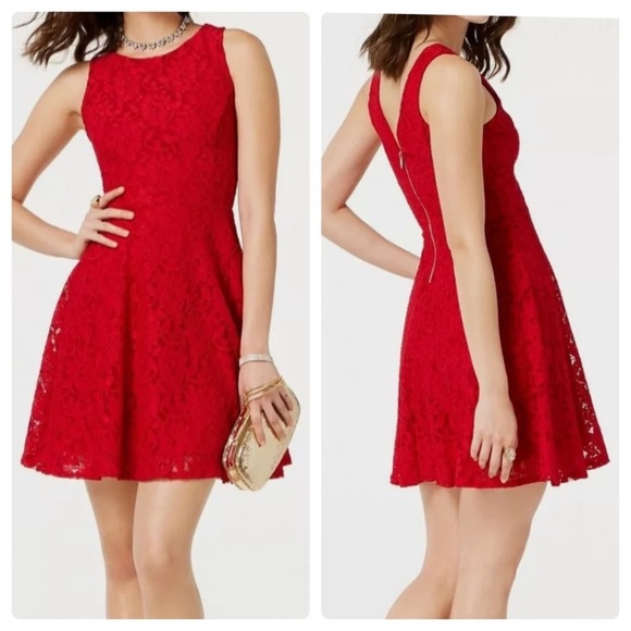 Speechless Dresses & Skirts - Speechless Vibrant Red Lace Dress size 3